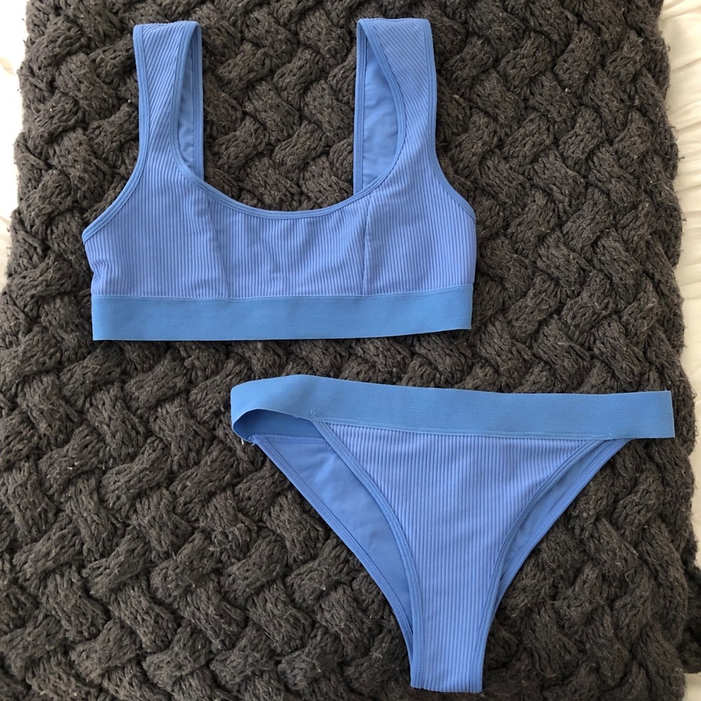 Frankie’s Bikinis Drew Set in Blue, Size M